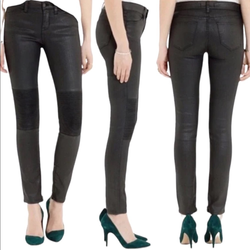 Madewell Skinny Skinny Moto Black Coated Jeans